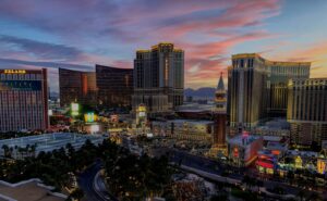 Las Vegas skyline at dusk