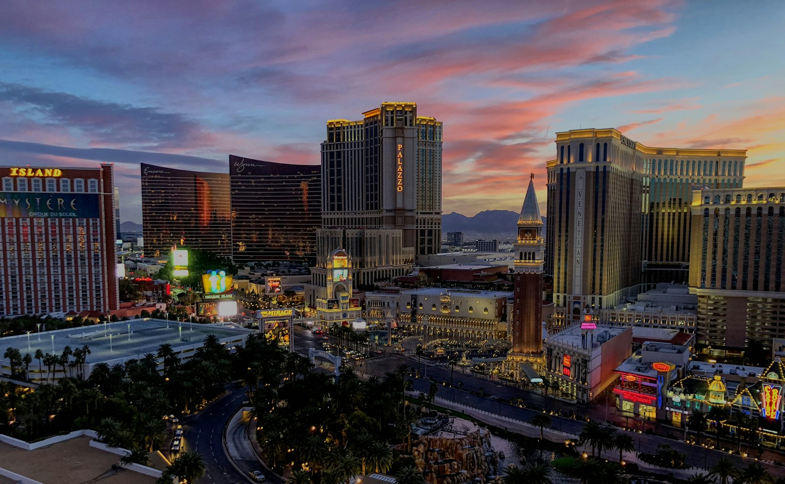 Las Vegas streets and skyline